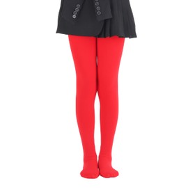EVERSWE Girls Winter Warm Fleece Lined Tights Thick Dance Tights (11-13, Red)