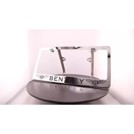 KA 8K Polish Mirror Stainless Steel Bentley Black Laser Etched License Plate Frame