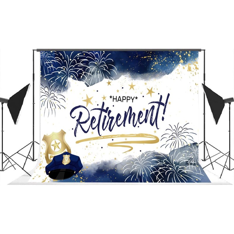Lofaris Happy Retirement Backdrop - Police Retirement Party Decorations Flag,