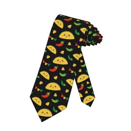 SARA NELL Mexican Food Taco Mens Tie Colorful Taco Tuesday Party Necktie,Fun Print Woven Slim Neck Ties for Men