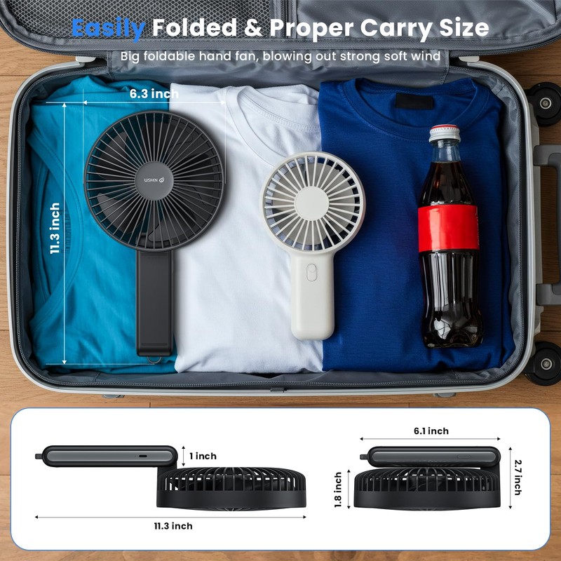 WSKEN Desk Fan Small Quiet - 180° Foldable Portable Fan