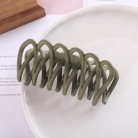 Big Hair Claw Clips 4.33 Inch Nonslip Large Claw Clip for Women Thin Hair, 90's Strong Hold Hair Clips for Thick Hair - Green Geometric