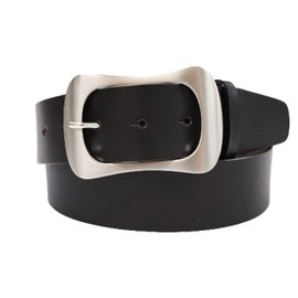 Bellabel Cowhide Leather Belt Tanned Plain Buckle Leather Belt 40 [Made in Japan], Black