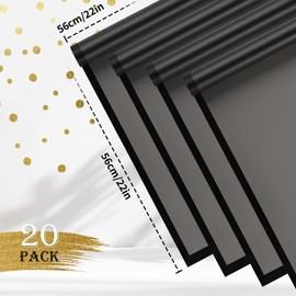 20 Sheets Flower Wrapping Paper - Waterproof Floral Bouquet Wrapping Paper, Black Korean Florist Supplies Packaging Paper for Valentine's Day DIY Crafts Wedding Birthday Gift