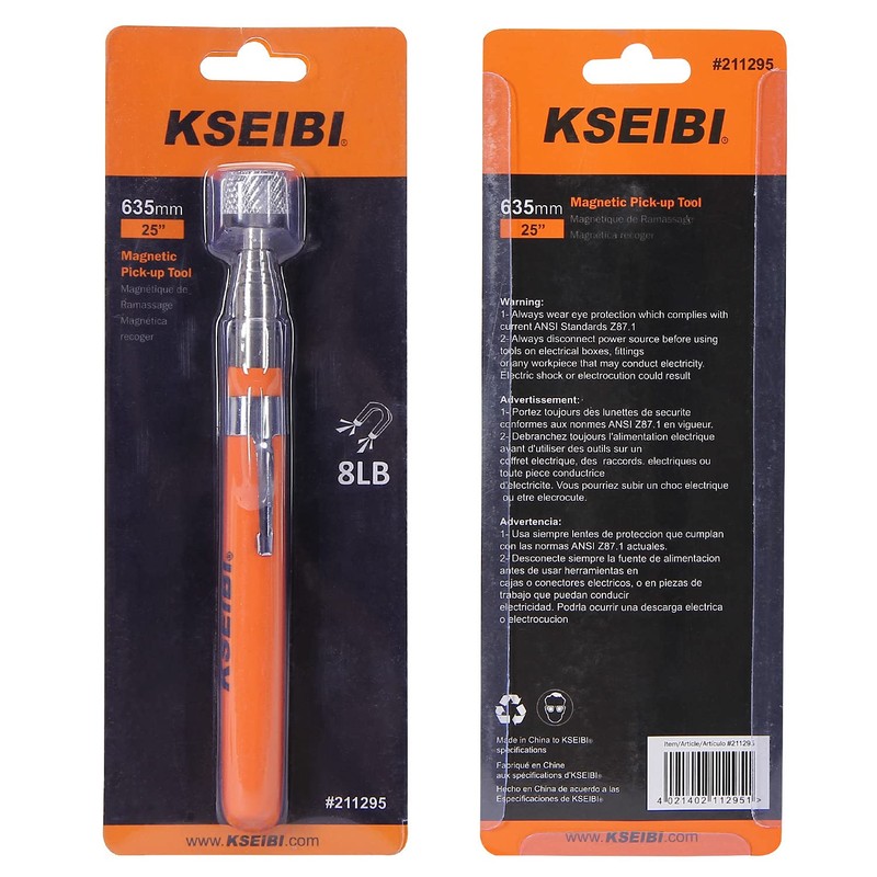 KSEIBI 211295 25-Inch Telescoping Magnetic Pick-Up Tool with 8-lb. Pull