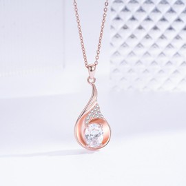Zhi Kexin Phoenix Necklace 925 Sterling Silver Rose Gold Plated CZ Necklace I Love You Necklace Anniversary Jewelry Birthday Mothers Day Gift for Wife Mom Girlfriend with 18" +2" Chain