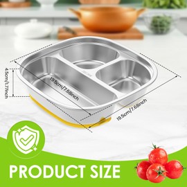 Stainless Steel Kids Plate Stainless Steel Baby Suction Plates Divided Designed Metal Kid Plates Safe Versatile Reusable Easy to Clean Plate for Baby Toddler Kids