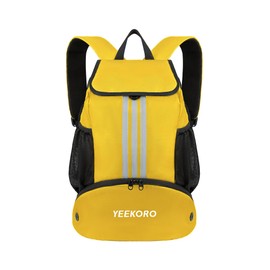 YEEKORO Soccer Backpack Multifunctional Sport Gym Bags Lightweight Soccer Bag with Shoe Compartment for Football Basketball Volleyball（Basic Model，Yellow）