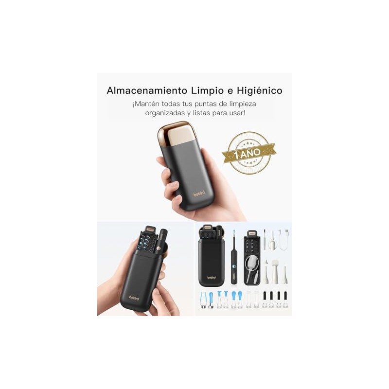 Bebird Limpiador de Oídos con Otoscopio Digital HD, Cámara Flexible,
