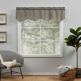 Exclusive Home Loha Light Filtering Rod Pocket Scalloped Valance, 54"x16", Café
