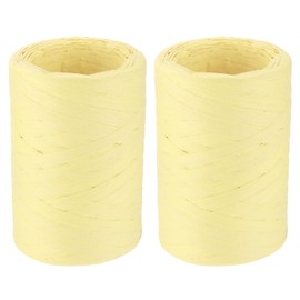 MECCANIXITY 2 Rolls Raffia Paper Ribbon Bulk,1/4 Inch Wide 110 Yards Light Yellow Twine String Paper Yarn for DIY Craft Weaving, Decoration, Gift Wrapping