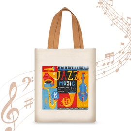 KingPoint Musical Note Tote Bag Shoulder Bag Women Tote Shopping Bag Big Capacity Casual Velvet Handbags for Music Lover Tote