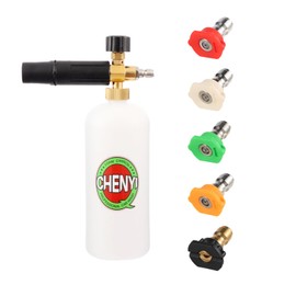 QCHENYI Foam Cannon Kit,5 Nozzle Tips for Pressure Washer, 1L Bottle Snow Foam Cannon with 1/4 Inch Quick Connector,