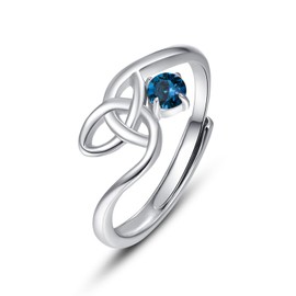 TRISHULA Celtic Knot Birthstone Ring,925 Sterling Silver September Birthstone Adjustable Open Ring for Women Forever Love Celtic Knot Thumb Ring Gift for Women Teen