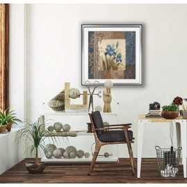 Renditions Gallery Blue Iris Scroll Abstract Floral Canvas Wall Art Framed Fine Giclee Prints Modern Home Decor Landscape Painting