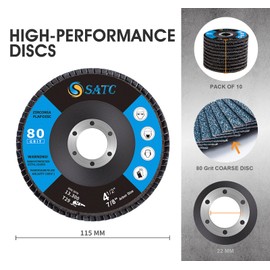 SATC Flap Discs 80 Grit 115mm Zirconia 10 Pack Grinding Discs Type 29 Sanding Discs for Angle Grinder to Sanding Grinding Metal Wood