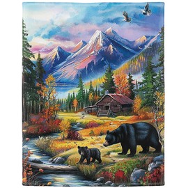 HommomH Black Bear Blanket, Wild Animal Throw Blankets for Couch Sofa Bed, Soft and Lightweight, 50"x60"
