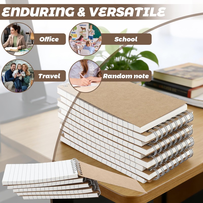 MIVIDE 60 Pack Pocket Notebooks, 3x5 Small Top Spiral Notepad