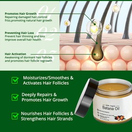 Raw Batana Oil for Hair Growth: 100% Pure - Dr. Sebi Batana Oil from Honduras Unrefined Promotes Hair thickness for Men & Women 4.23 OZ