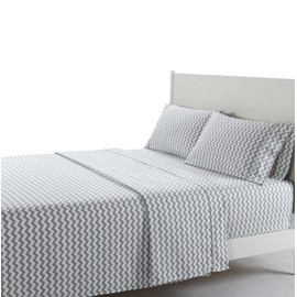 Royal Hotel Bedding Soft Printed Bed Sheets Double-Brushed Microfiber Sheet Deep Pocket, Wrinkle Resistant Printed Chevron Zig Zag Bedding Sheets, Grey White Chevron Twin XL Size