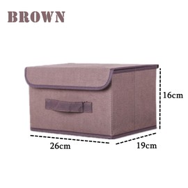 NCRGB Pack of 6 Fabric Foldable Storage Boxes with Lid, 26 x 19 x 16 cm, Fabric Storage Container with Lid, Wardrobe Organiser for Clothes Storage, Room Organisation, Brown