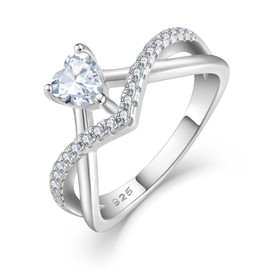 Starchenie Sterling Silver Heart Cubic Zirconia Rings for Women Twisted Wedding Engagement Bands Jewelry