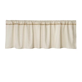 Cotton Linen Valance for Windows with Burlap Lace Trim Rustic Farmhouse 20 inch Kitchen Valance Rod Pocket Neutral Short Curtain Topper Window Treatment