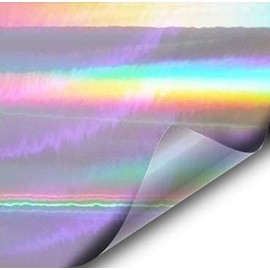 VViViD® Silver Holographic Vinyl Wrap Rainbow Finish Roll DIY Air-Release Adhesive Film (1.49ft x 5ft)