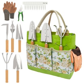 Gardening Tools 20-Piece Complete Gardening Essentials, Heavy Duty Garden Hand Tools Stainless Steel Ergonomic Rust-Proof Garden Tool Set - Ideal Gardening Gifts for Women Men Beginners Gardeners