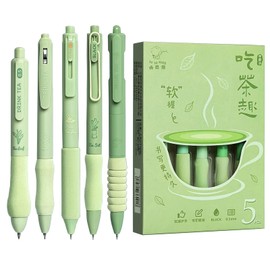 JYJLLM 5 Pcs Premium 0.5mm Retractable Gel Pens - Quick-Drying, Smooth Writing - Vibrant Colors - Elegant Design for School, Office, Journaling，pens black ink，gel pens。 (green)