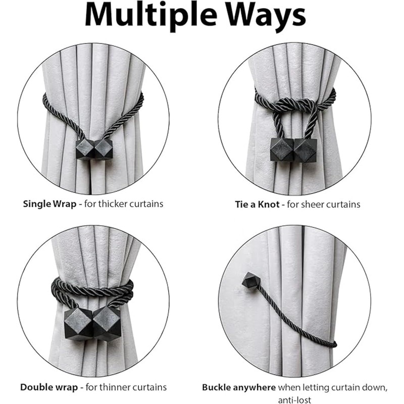8 Packs Magnetic Curtain Tiebacks for Drapes, Decorative Drape Tie