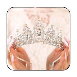 Kilshye Tiaras y coronas de princesa plateadas, tiara de novia con diamantes de imitación, accesorio para el cabello para mujeres y niñas (color plateado)