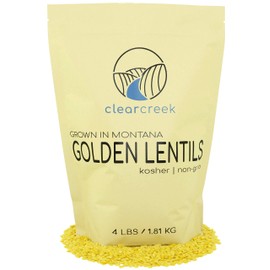 Montana Whole Golden Lentils • 4 lb Resealable Bag • Non-GMO • Kosher • Vegan • Non-Irradiated (Will Sprout) • Yellow Lentils