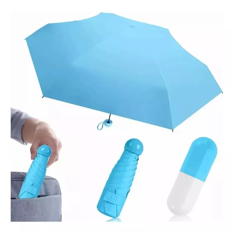 KFMX Mini Paraguas Portátil Plegable Sombrilla Cápsula Estuche