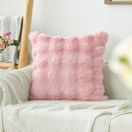 Artoid Mode Pink Super Soft Artificial Fur Bubbles Puffy Cushion Covers Set of 2 45 x 45 cm Fluffy Plush Velvet Decorative Cushion Cover Sofa Bedroom Decoration