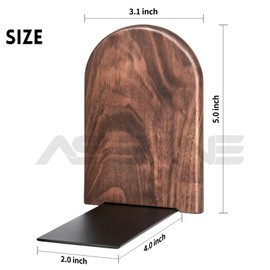 4Pairs Book Ends Hold Heavy Books Wood Bookends for Heavy Books Heavy Duty Walnut Book Ends for Men Wood Bookends for Office Desk Non-Skid