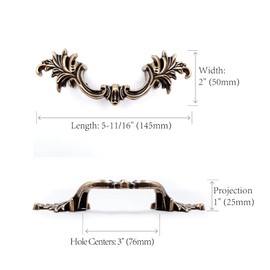 JETLAND French Provincial Drawer Pulls - 6-Pack, Ivory White, 3" Hole Centers, Vintage Shabby Chic Pulls for Dresser Nightstand Cabinet, PW1618W76