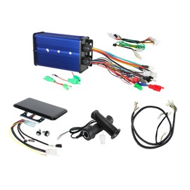 REBEKAMODS Set of 36V-84V Brushless Controller, 350W-3000W Aluminium Alloy E-Bike Motor Controller & Throttle Grip for Electric Bicycle Scooter, with Wiring Harness & LCD Multifunction Display Meter