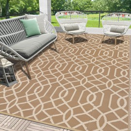 HEBE Outdoor Rug Waterproof 6x9, Reversible Plastic Straw Rug RV Camping Rug, Indoor Outdoor Patio Mat Clearance, Outside Carpet for Porch,Deck,Camper,Balcony,Backyard,Picnic