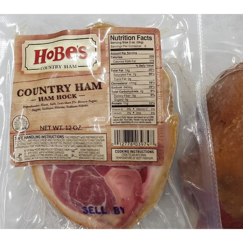 Hobe's Country Ham Hocks 2/12 Oz Seasoning Bone DOES NOT