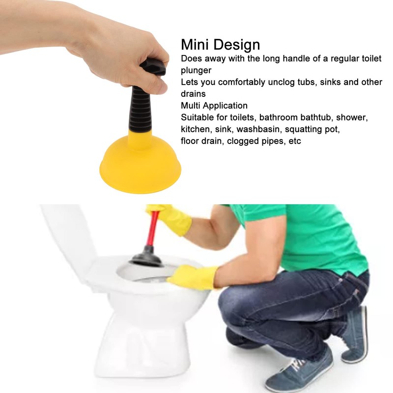Rubber Cup Mini Plunger Strong Anti-Slip Hand Toilet Bath Sink