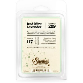 Shortie's Candle Company Iced Mint Lavender Wax Melts - Formula 117-1 Highly Scented 3 Oz. Bar - Made with Essential & Natural Oils - Fresh & Clean Air Freshener Cubes Collection