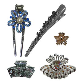 JCGY Combo Set of 5 5 Unique Hair Accessories 1 Fork Clip 1 Duckbill 3 Jaw Claws 3 SizesHairfork2