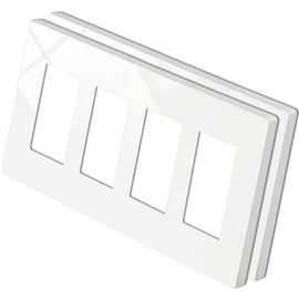 BESTTEN 2 Pack 4 Gang Screwless Wall Plate, USWP4 Off White Series, Decorator Outlet Cover, Light Switch Cover, H4.69” x W8.35”, Wallplate for Dimmer, USB, GFCI, Receptacle