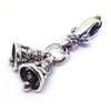 FORTUNA Twin Cranbell Silver 925 Key Chain Charm, Sterling Silver,