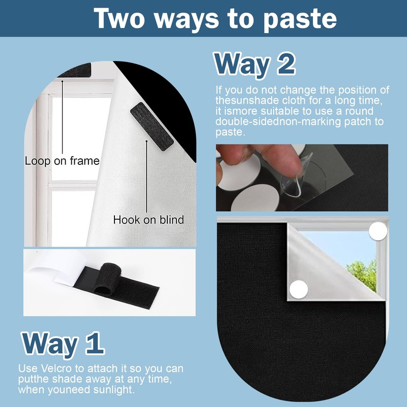 Blackout Blind, 300x145cm Portable Stick-on Window Blinds, Temporary Blackout Curtains