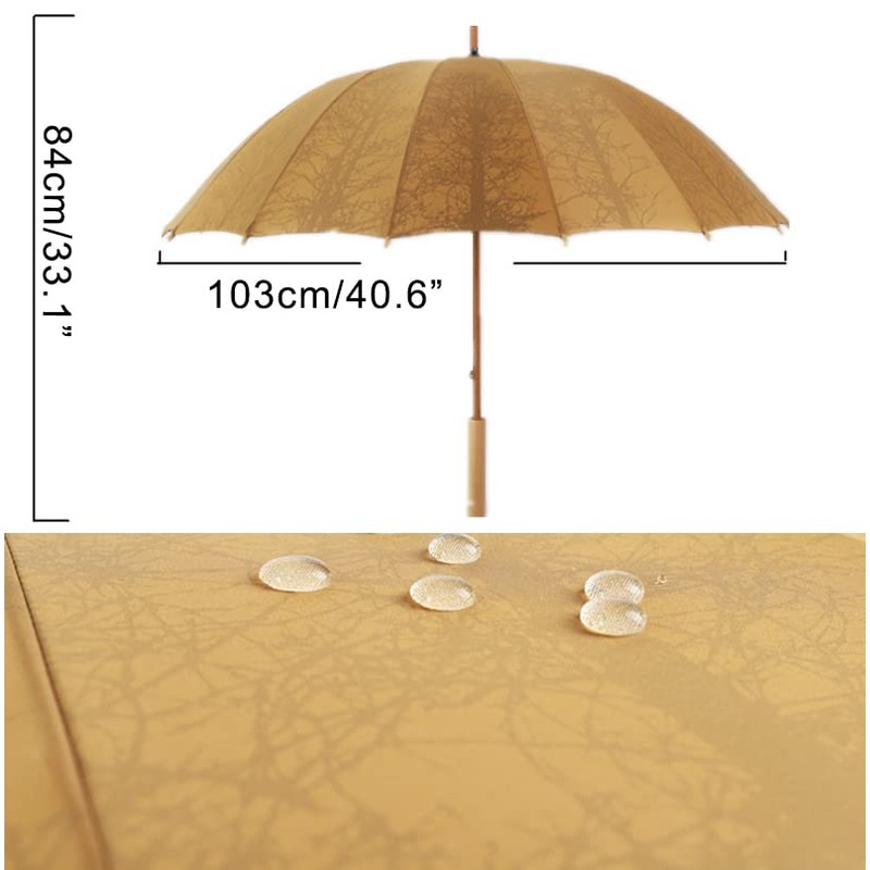 ThreeH Long Umbrella with 16 Ribs 210T Oversized Canopy Large