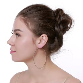 90mm Hoop Earrings for Women (White Gold)