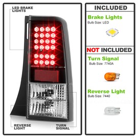 ACANII - For 2004 2005 2006 Scion XB BB Black LED Tail Lights Rear Brake Lamps Pair Set Assembly Aftermarket Left+Right