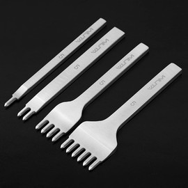 WUTA Leather Hole Punch Tool, Silver Leather Chisel Hole Punch Tool, Diamond Carbon Steel Punch Tool, Leather Tool Set for DIY Leather Craft (5 mm 1 + 2 + 4 + 6)